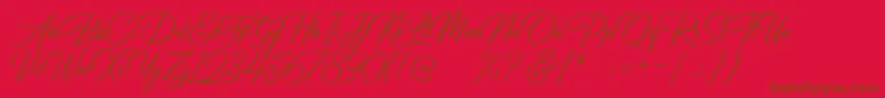 Birmingham Script DEMO-Schriftart – Braune Schriften auf rotem Hintergrund