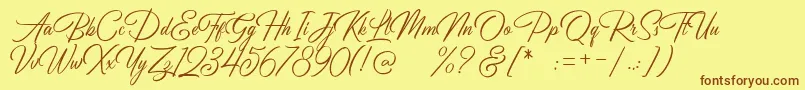 Birmingham Script DEMO-Schriftart – Braune Schriften auf gelbem Hintergrund