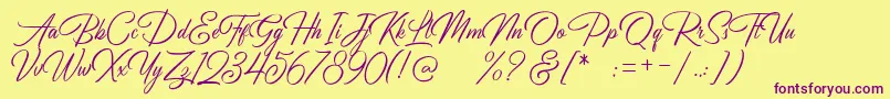 Birmingham Script DEMO Font – Purple Fonts on Yellow Background