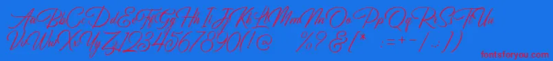 Fonte Birmingham Script DEMO – fontes vermelhas em um fundo azul