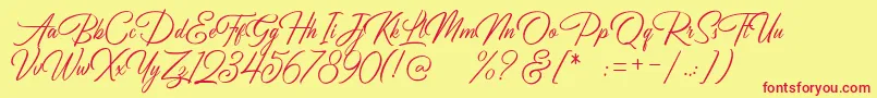 Birmingham Script DEMO Font – Red Fonts on Yellow Background