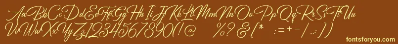 Birmingham Script DEMO Font – Yellow Fonts on Brown Background