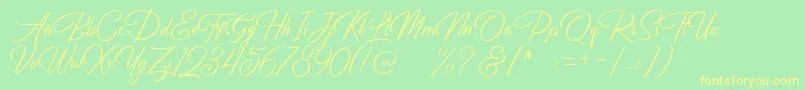 Birmingham Script DEMO Font – Yellow Fonts on Green Background