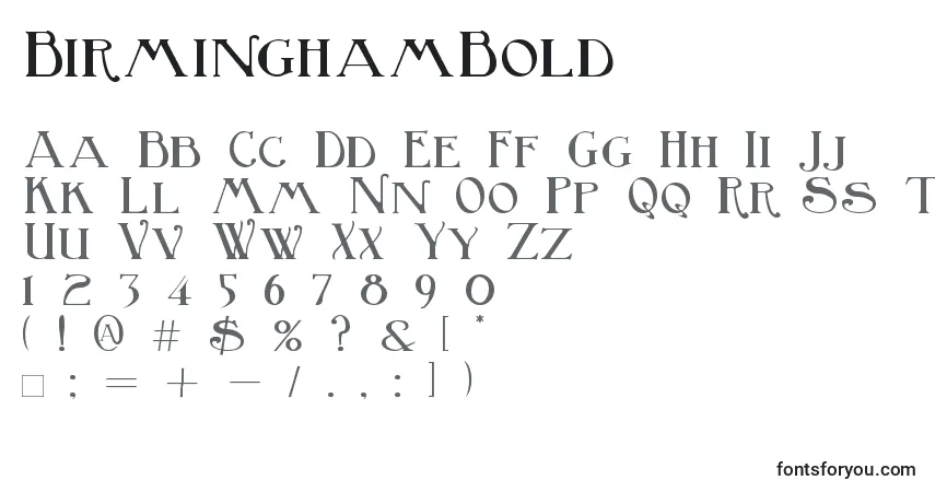 Schriftart BirminghamBold (121354) – Alphabet, Zahlen, spezielle Symbole