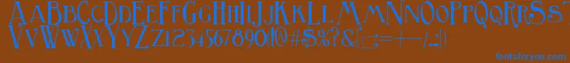 BirminghamTitling-Schriftart – Blaue Schriften auf braunem Hintergrund