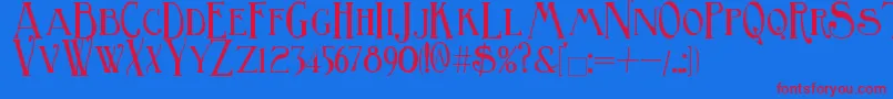 BirminghamTitling Font – Red Fonts on Blue Background