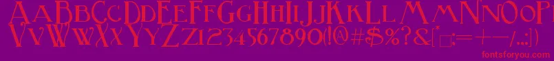 BirminghamTitlingBold-Schriftart – Rote Schriften auf violettem Hintergrund