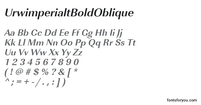 Schriftart UrwimperialtBoldOblique – Alphabet, Zahlen, spezielle Symbole
