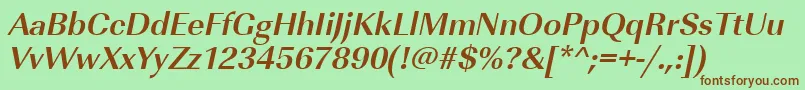 UrwimperialtBoldOblique-fontti – ruskeat fontit vihreällä taustalla