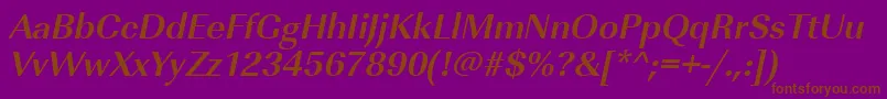 UrwimperialtBoldOblique-fontti – ruskeat fontit violetilla taustalla