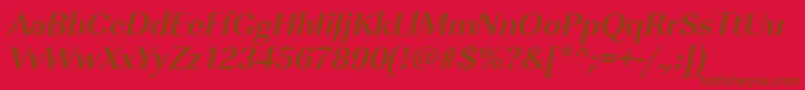 UrwimperialtBoldOblique-Schriftart – Braune Schriften auf rotem Hintergrund