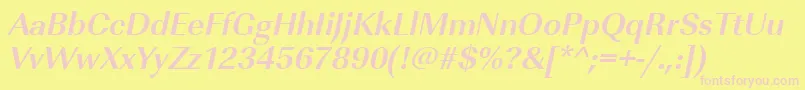 UrwimperialtBoldOblique-fontti – vaaleanpunaiset fontit keltaisella taustalla