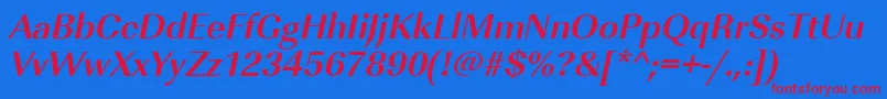 UrwimperialtBoldOblique-Schriftart – Rote Schriften auf blauem Hintergrund