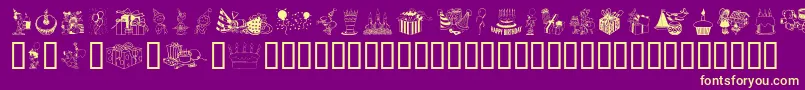 Więcej informacji o czcionce Birthdaze Czcionka Birthdaze – żółte czcionki na fioletowym tle