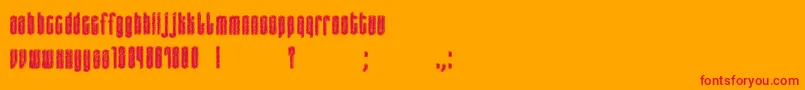 birthmark-Schriftart – Rote Schriften auf orangefarbenem Hintergrund