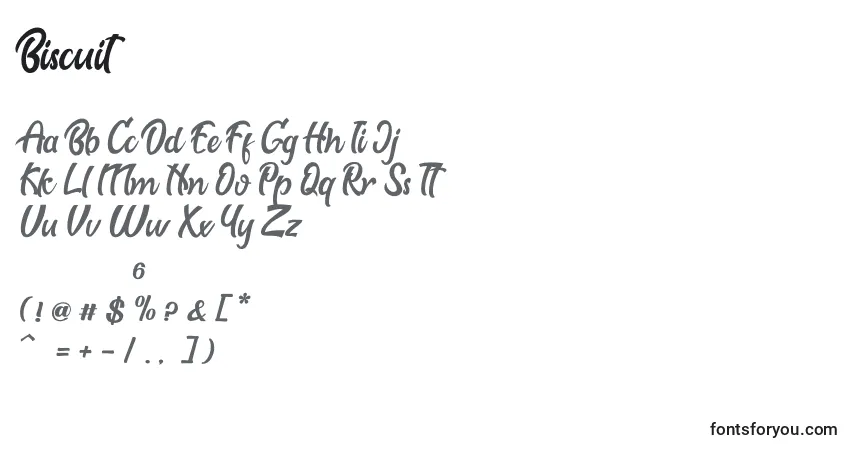 A fonte Biscuit – alfabeto, números, caracteres especiais