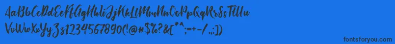 Fonte Bishella Script – fontes pretas em um fundo azul