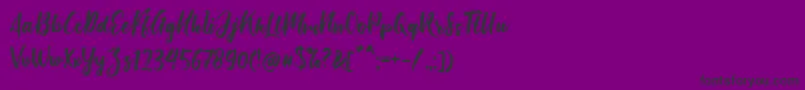 Czcionka Bishella Script – czarne czcionki na fioletowym tle