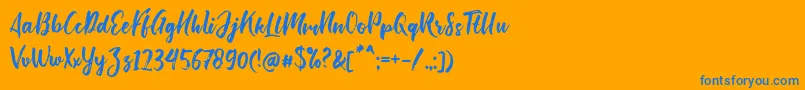 Police Bishella Script – polices bleues sur fond orange