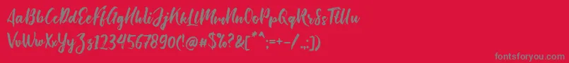 Bishella Script Font – Gray Fonts on Red Background