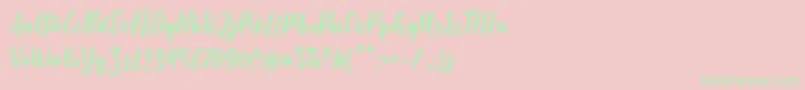 Bishella Script Font – Green Fonts on Pink Background