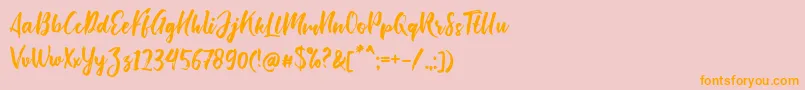 Bishella Script Font – Orange Fonts on Pink Background