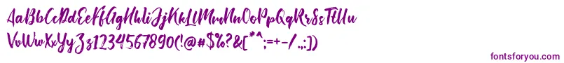 Bishella Script-fontti – violetit fontit valkoisella taustalla