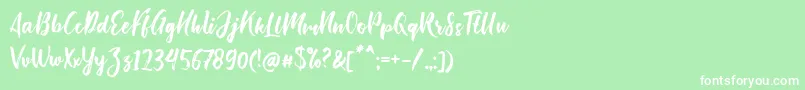 フォントBishella Script – 緑の背景に白い文字