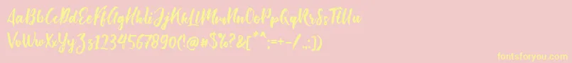 Bishella Script Font – Yellow Fonts on Pink Background