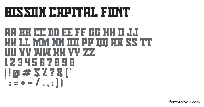 A fonte Bisson Capital Font – alfabeto, números, caracteres especiais