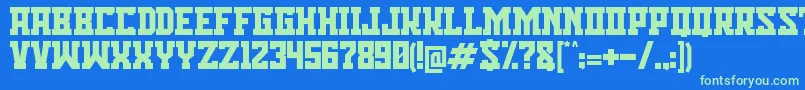 フォントBisson Capital Font – 青い背景に緑のフォント