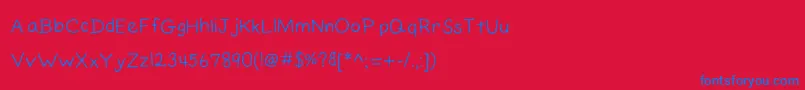 Шрифт ElainesHandPrinting – синие шрифты на красном фоне