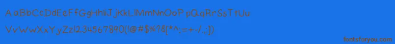 ElainesHandPrinting Font – Brown Fonts on Blue Background