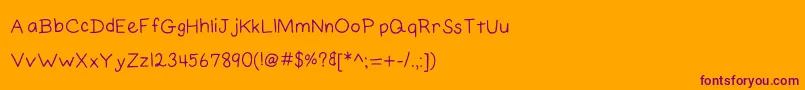 ElainesHandPrinting Font – Purple Fonts on Orange Background