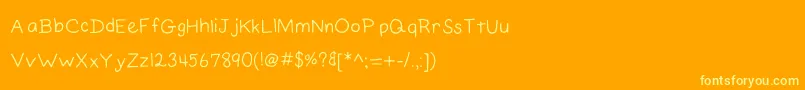 ElainesHandPrinting-fontti – keltaiset fontit oranssilla taustalla