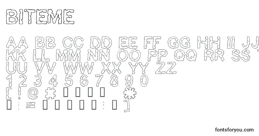 Schriftart BITEME (121371) – Alphabet, Zahlen, spezielle Symbole