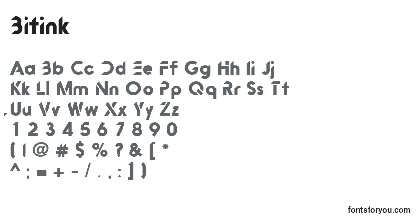 A fonte Bitink – alfabeto, números, caracteres especiais