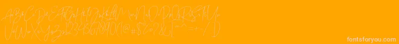 Bitlamero Script-Schriftart – Rosa Schriften auf orangefarbenem Hintergrund