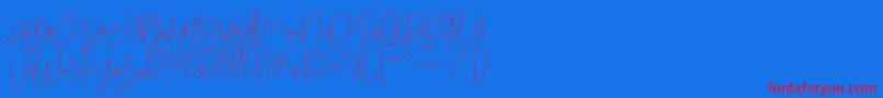 Bitlamero Script-Schriftart – Rote Schriften auf blauem Hintergrund