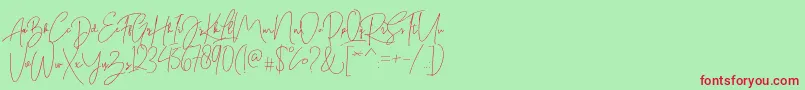 フォントBitlamero Script – 赤い文字の緑の背景