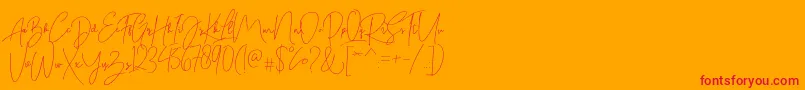 Bitlamero Script-Schriftart – Rote Schriften auf orangefarbenem Hintergrund