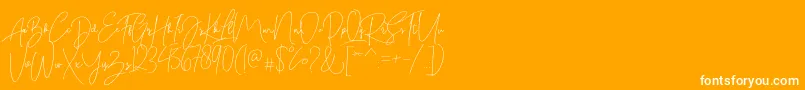 Bitlamero Script-Schriftart – Weiße Schriften auf orangefarbenem Hintergrund