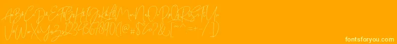 Bitlamero Script-Schriftart – Gelbe Schriften auf orangefarbenem Hintergrund