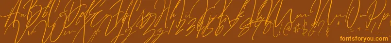 Bitter Mind-Schriftart – Orangefarbene Schriften auf braunem Hintergrund