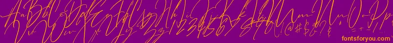 Bitter Mind-Schriftart – Orangefarbene Schriften auf violettem Hintergrund