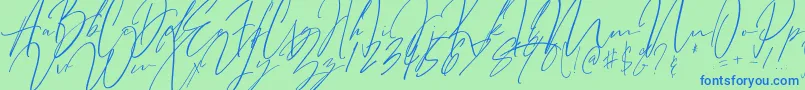 Bitter Mind-Schriftart – Blaue Schriften auf grünem Hintergrund
