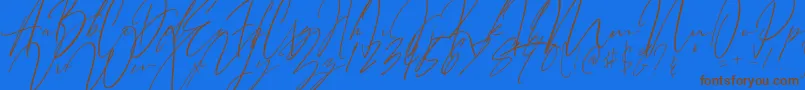フォントBitter Mind – 茶色の文字が青い背景にあります。