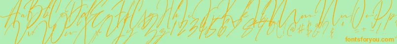 フォントBitter Mind – オレンジの文字が緑の背景にあります。