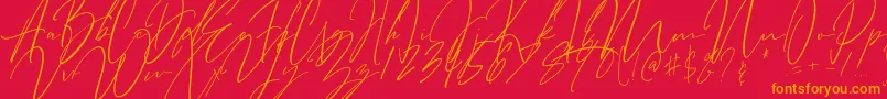 フォントBitter Mind – 赤い背景にオレンジの文字