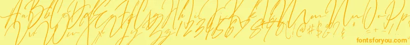 フォントBitter Mind – オレンジの文字が黄色の背景にあります。